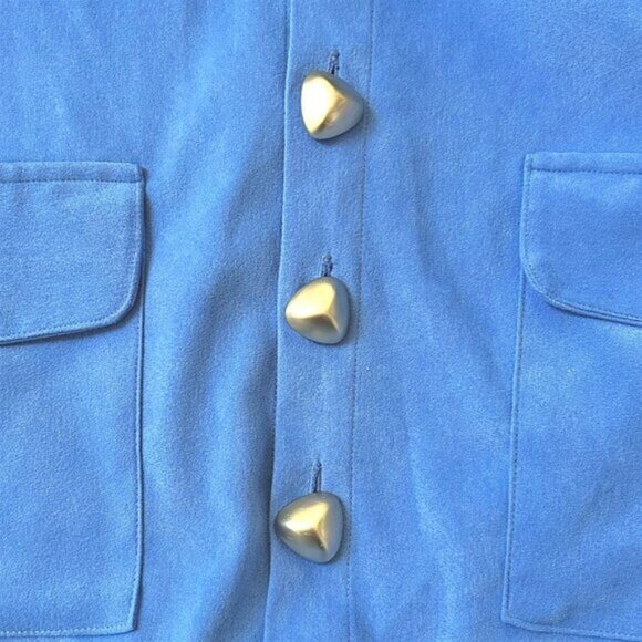 Maryallé Houdini Top Indigo Sky Blue Cotton Suede Free Size Button Crop XS-M - Picture 7 of 11